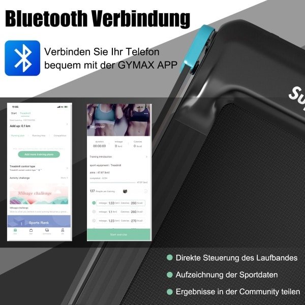 COSTWAY Opvouwbare Treadmil, elektrische loopband voor thuis, 0,75 pk elektromotor, 3 modi en 12 programma's, led-display, snelheid 0-12 km/u, app-gecontroleerd, bluetooth-luidspreker