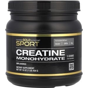 California Gold Nutrition, Sport, Creatine Monohydrate, Unflavored, 1 lb (454 g)