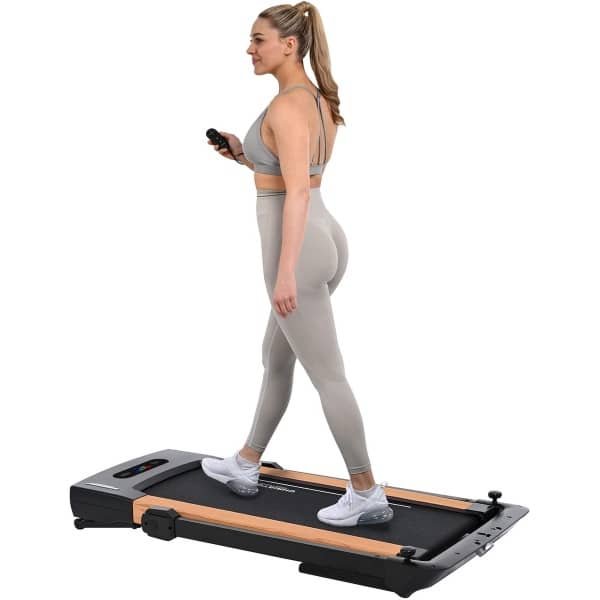 Christopeit Opvouwbare loopband - 2-in-1 tot 14 km/u - 12% helling - Bluetooth - houtlook