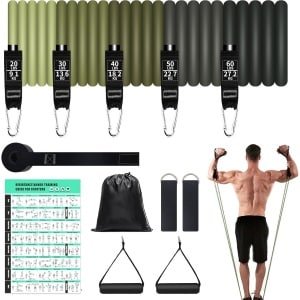 Complete Set Weerstandsbanden met 5 Intensiteiten, Handgrepen, Enkelriemen en Deuranker voor Krachttraining