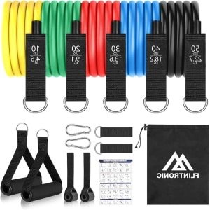 Complete Weerstandsband Set met 5 TPE Fitness Tubes, Handvatten, Enkelriemen en Deurankers voor Krachttraining, Pilates en Yoga