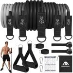 Complete Weerstandsband Set met 5 TPE Fitness Tubes, Schuim Handvatten, Enkelbanden en Deurankers voor Krachttraining, Pilates en Thuis Fitness