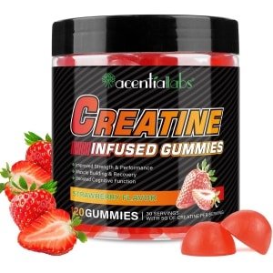 Creatine Monohydraat Gummies - 5g per portie - spiergroei - uithoudingsvermogen - aardbeismaak