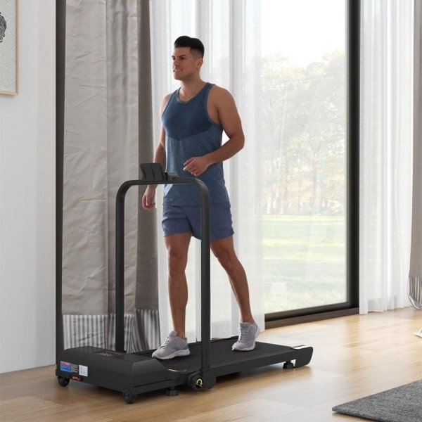 Daity 1-delige 2-in-1 opvouwbare elektrische loopband, 1-10 km/u, met afstandsbediening, 130 x 59 x 96 cm (zwart)