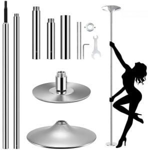 Damenzo - Danspaal - Paal - Fitness - Gym - Verstelbaar 235 tot 274cm - Afvallen - Krachtstation - Krachttraining - 45 mm - Zilver