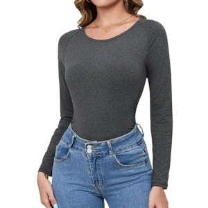 Dames Thermisch Vest Langs Mouwen Crew Neck Sporttop Winter Hardloop Gym Crossfit