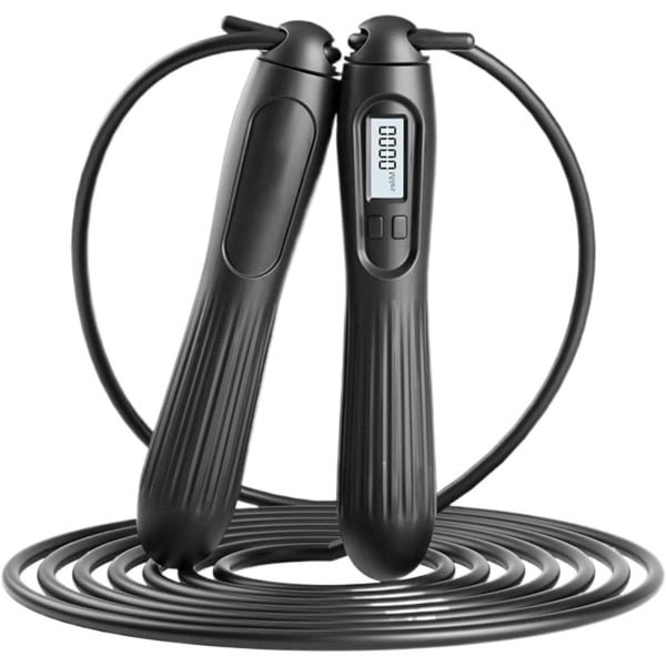 Digitale Springtouw - Slim Springtouw Fitness - Cardio Training - Automatische Sprongteller - Verstelbaar - Zwart