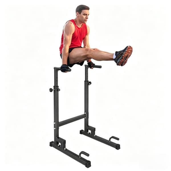 Dip Bars Verstelbaar Dipstation voor Thuis, Calisthenics Parallettes, Krachttraining Apparaat Hoogtes Verstelbaar 100-130cm, Antislip Handvatten, Stabil Onderstel, Max Belasting 200kg voor Dips, L-Sit, Push-Ups