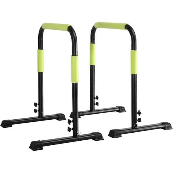 Dip Station - Dip Bar Krachttraining - Thuistraining Kracht - In Hoogte Verstelbaar - 120 kg Draagvermogen - Groen