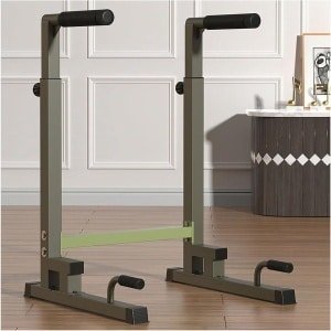 Dip Station - Parallelle Bars - Krachttraining Thuis - In Hoogte Verstelbaar - 200 kg Draagvermogen - Grijs