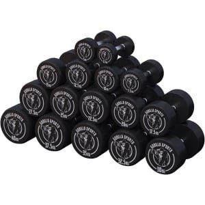Dumbellset Gietijzer - Halterset Rubber - Krachttraining Thuis - Omhulde Kern - 2 x 15 kg - Zwart