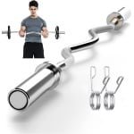 EZ-curlstang 120 cm olympisch 100 kg - Stalen buis 5 cm diameter met zwenkklemmen voor krachttraining