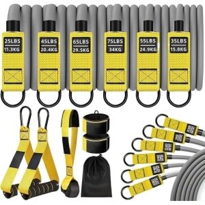 Elastische Banden - Trainingsbanden Krachtbanden - Fitness Krachttraining - Antislip Draagbaar Ontwerp - 30 cm Lengte - Geel