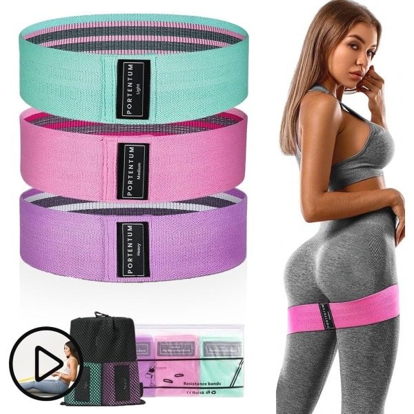 Elastische Spierbanden Set van 3 - Antislip Fitnessbanden voor Weerstandstraining, Yoga en CrossFit