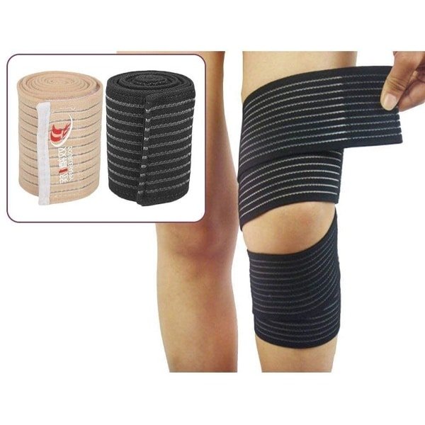 Elastische kniebandage 120 cm voor kniebescherming bij krachttraining en powerlifting