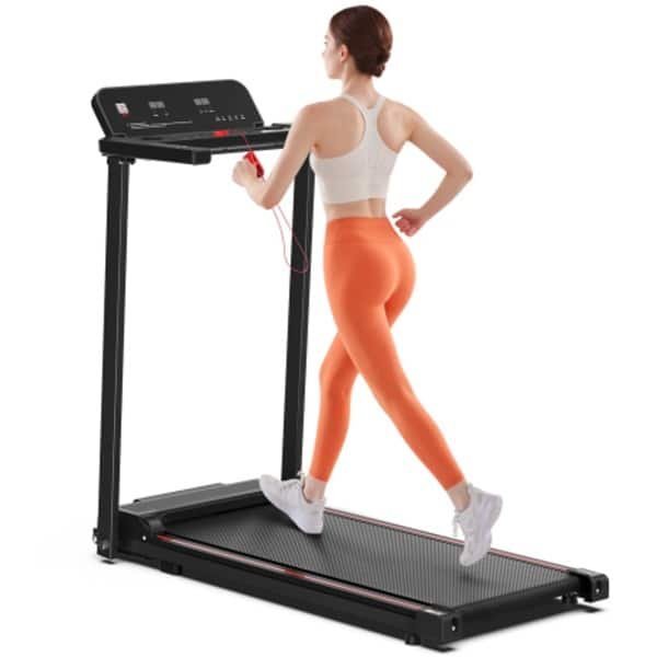 Elektrische loopband, opvouwbare loopband voor thuis tot 12 km/u, met led-display, app, compacte loopmat voor thuis en kantoor, met een draagvermogen van 120 kg