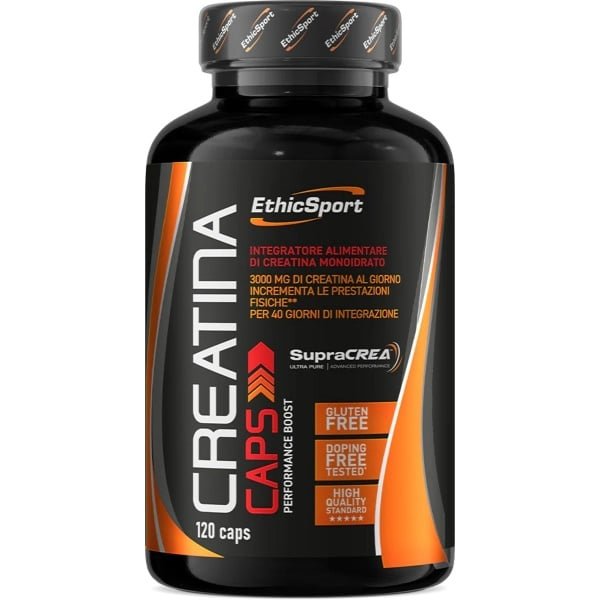 EthicSport Creatina 120 Capsules - Creatine Monohydrate Supplement for Strength, Power & Performance
