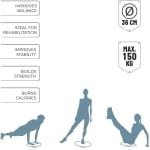 Evenwichtsbord - Wiebelplank voor Evenwichts- en Krachttraining - 36 cm - Zwart/Blauw