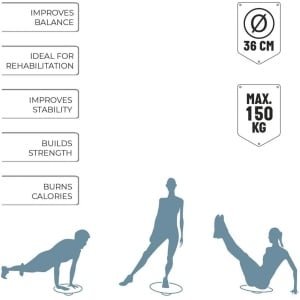 Evenwichtsbord - Wiebelplank voor Evenwichts- en Krachttraining - 36 cm - Zwart/Blauw