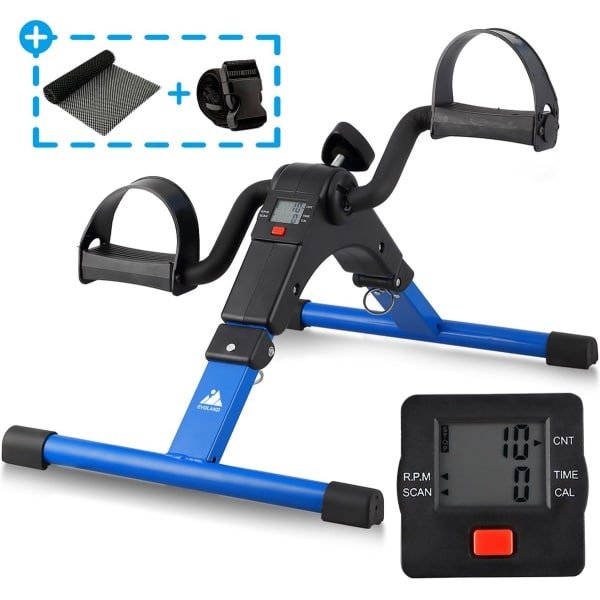 Evoland Stoelfiets Z01 - Bureaufiets - Deskbike - Fietstrainer - Mobiliteitstrainer - Instelbare weerstand - Opvouwbaar - Hometrainer - Met LCD scherm - Fitness - Blauw