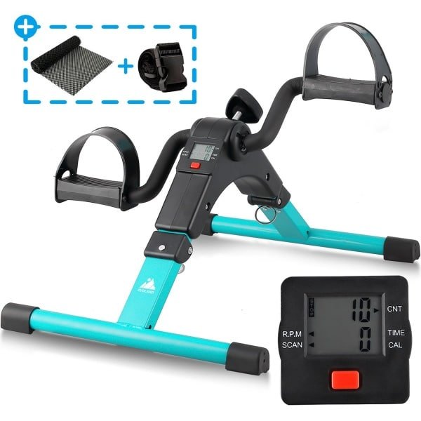 Evoland Stoelfiets Z01 - Bureaufiets - Deskbike - Fietstrainer - Mobiliteitstrainer - Instelbare weerstand - Opvouwbaar - Hometrainer - Met LCD scherm - Fitness - Pauwgroen