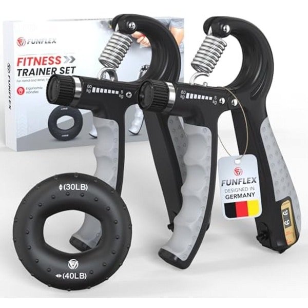 FUNFLEX Hand Vingertrainer Set, Verstelbare Grip Kracht Onderarm Trainer, Vingertrainer, Onderarm Training Apparaat, Griptrainer, Fitness Handtraining, Krachttraining