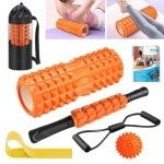 Fasciarol set met massageroller, weerstandsbanden, krachttraining en massagebal voor yoga en pilates - 33 cm
