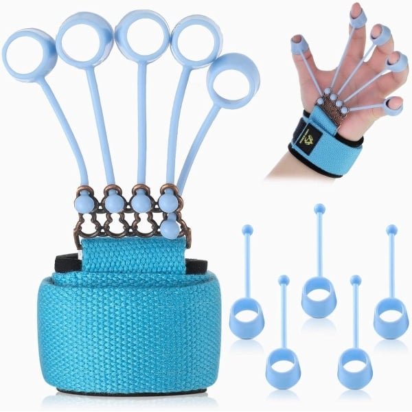 Finger Enhancers - Finger Resistance Band Oefening Stretcher voor Krachttraining - Vinger Flexie Extensie Training - Blauw - 40lbs