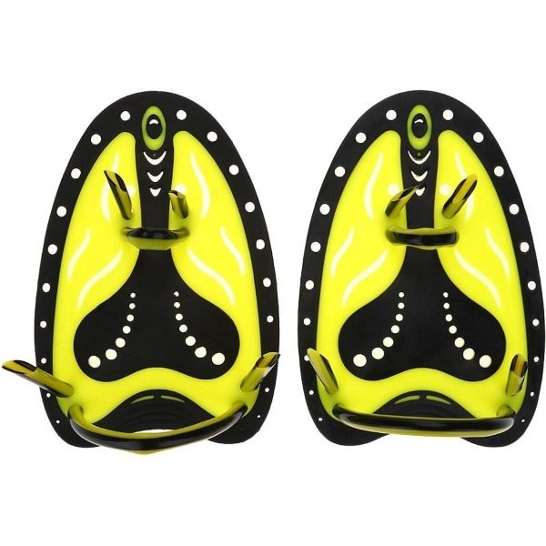 Fins Swim Hand Paddle voor Professionele Zwemtraining, Verstelbare Duikhandschoenen voor Verbeterde Techniek en Krachttraining (L-Geel)