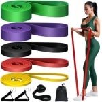 Fitness Bands Set van 5, Weerstandslevels, Gymnastiekband, Pull-Up Band, Weerstandsbanden voor Yoga, Pilates, Training, Fysiotherapie, Pull-Up Hulp, Krachttraining voor Mannen en