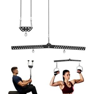Fitness Bar - Kabelmachine Opzetstuk - Krachttraining Uitbreiden - 360 Graden Roterende Adapter - 38x6 Inch - Zwart