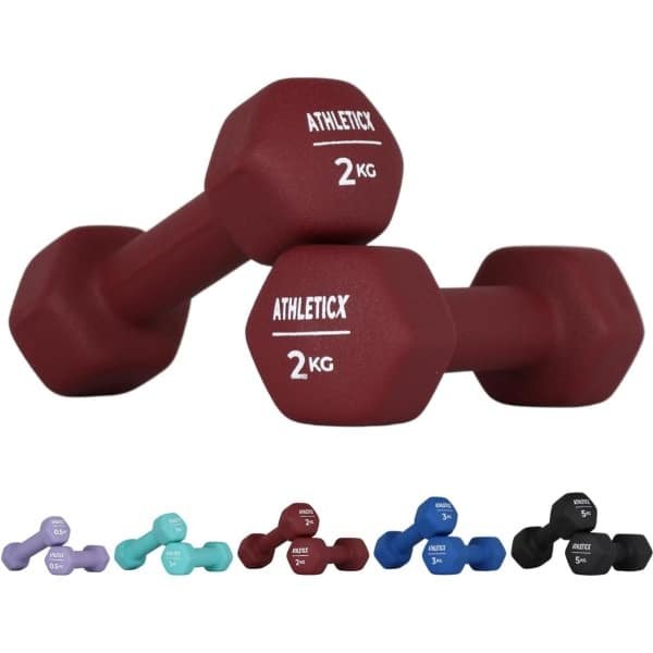 Fitness Gewichten Set - Krachttraining Halters - Thuis Sporten - Antislip Neopreen Coating - 2 x 2.0 kg - Rood