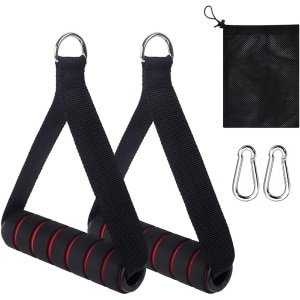 Fitness Handgrepen - Kabeltrekgrepen Set - Krachttraining Thuis - Anti-slip Ontwerp - 12x12cm - Rood