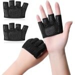 Fitness Handschoenen - Sporthandschoenen Trainingshandschoenen - Krachttraining Gewichtheffen - Antislip Siliconen Punten - One Size - Zwart