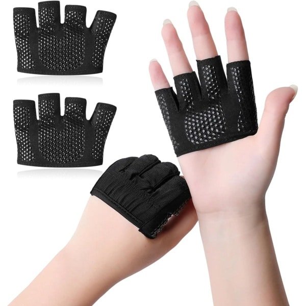 Fitness Handschoenen - Sporthandschoenen Trainingshandschoenen - Krachttraining Gewichtheffen - Antislip Siliconen Punten - One Size - Zwart