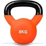 Fitness Kettlebell - Gietijzer Gewicht - Thuis Krachttraining - Antislip Handvat - 8 kg - Oranje