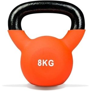 Fitness Kettlebell - Gietijzer Gewicht - Thuis Krachttraining - Antislip Handvat - 8 kg - Oranje