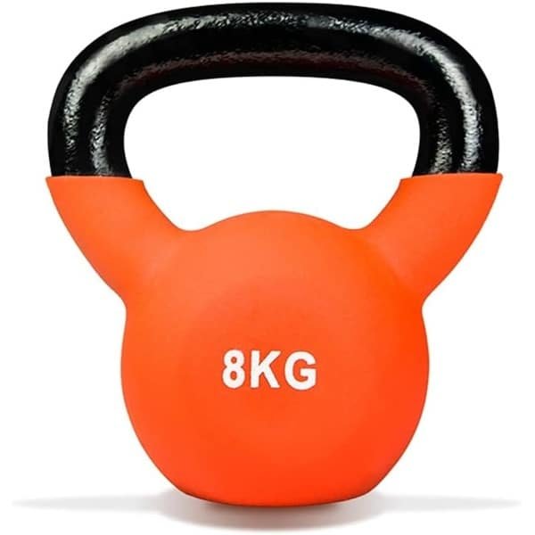 Fitness Kettlebell - Gietijzer Gewicht - Thuis Krachttraining - Antislip Handvat - 8 kg - Oranje