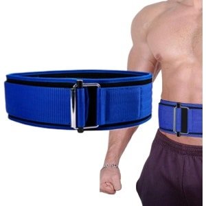 Fitness Riem - Gym Band - Krachttraining Deadlift - Verstelbare Gesp - 100x10 cm - Blauw