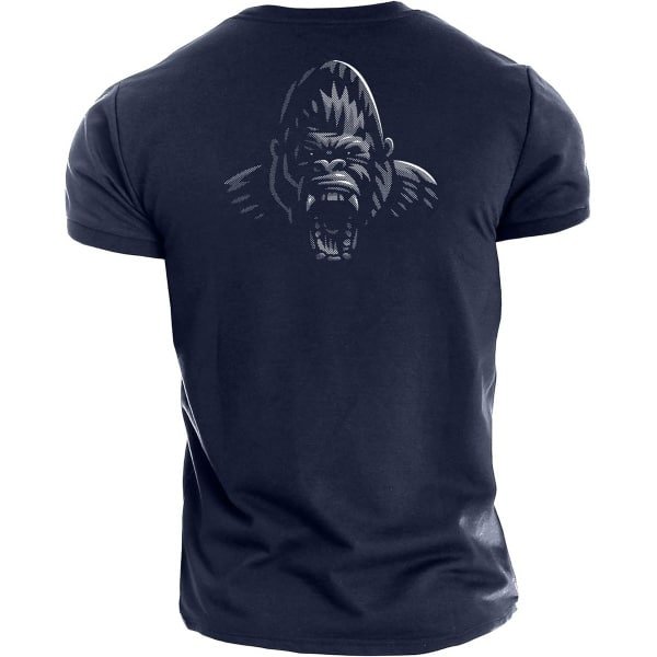 Fitness T-Shirt Heren XXL Marineblauw - Halftone Gym Shirt voor Bodybuilding en Krachttraining