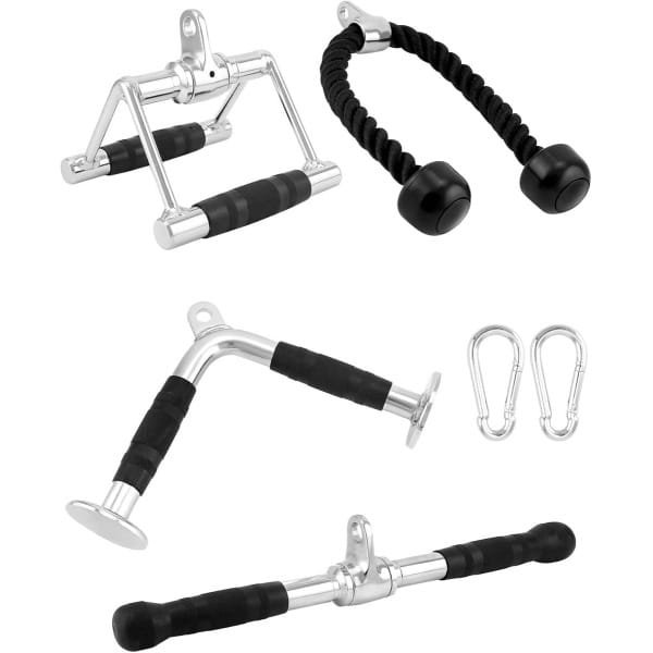 Fitness Trainingsset: Lat Pulldown Handgrepen, Roeihendel, Kabelaccessoires en Stangen voor Krachttraining