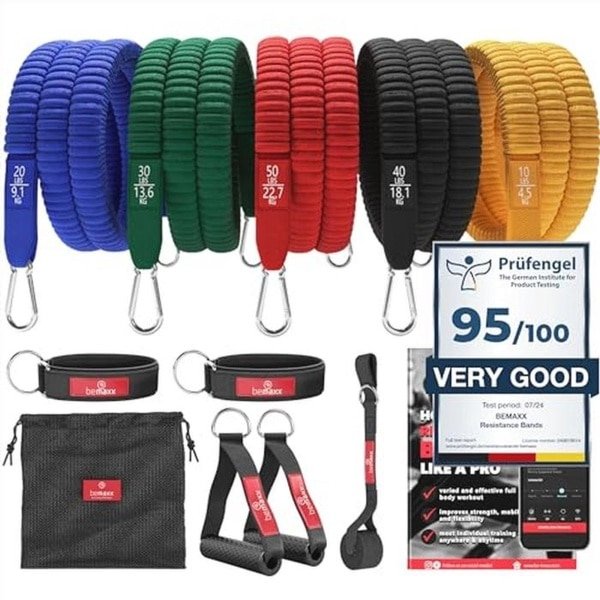 Fitness Weerstandsbanden Set met Training eBook - Elastische Weerstandsbanden voor Krachttraining en Fitness