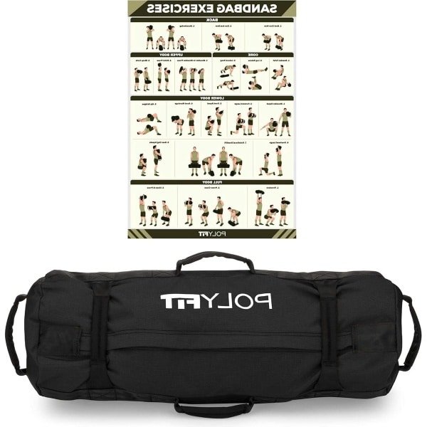 Fitness Zandzak - Workout Zandzak - Krachttraining Gewichtheffen - 8 Comfortabele Handgrepen - Verkrijgbaar in 3 Maten - Zwart