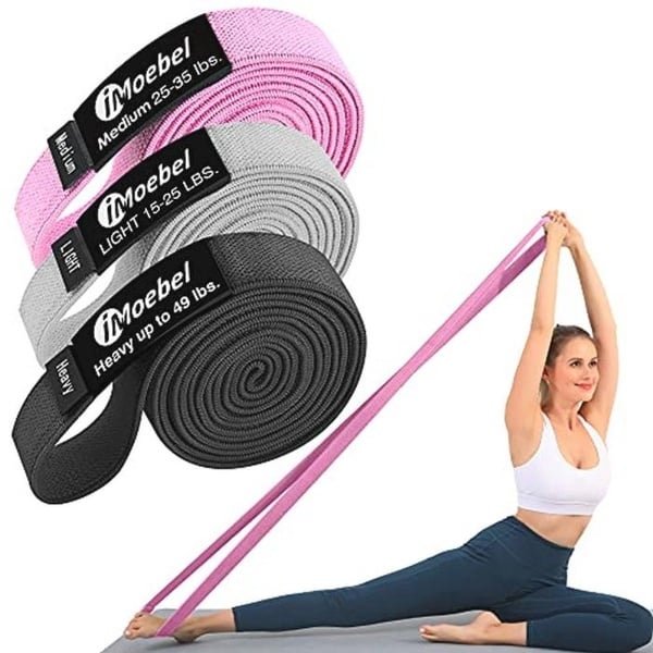 Fitnessband Set van 3 Weerstandsbanden - Lange Antislip Gymnastiekbanden voor Krachttraining, Crossfit en Yoga