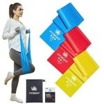 Fitnessbanden 3-delige set met 4 weerstandsbanden, 2 meter lang, voor pilates, yoga en krachttraining
