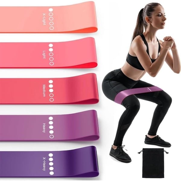 Fitnessbanden Set - Weerstandsbanden Elastisch - Thuis Krachttraining - Vijf Weerstandsniveaus - Inclusief Draagtas - Multicolor