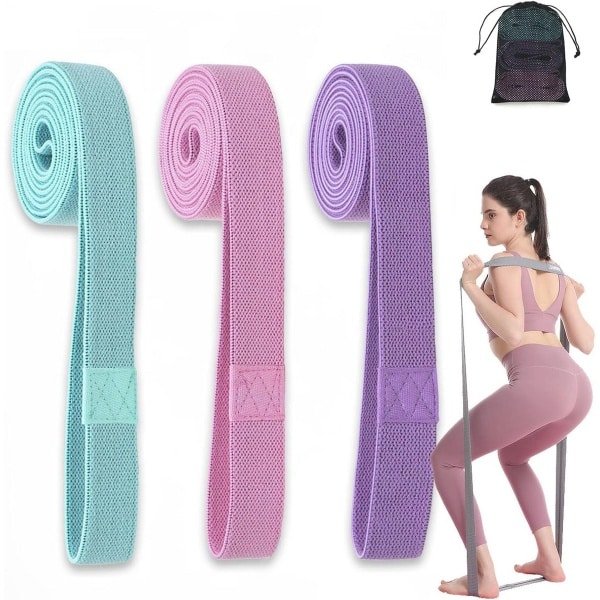 Fitnessbanden Set van 3 voor Krachttraining en Pilates - Antislip Weerstandsbanden voor Fitness Workout