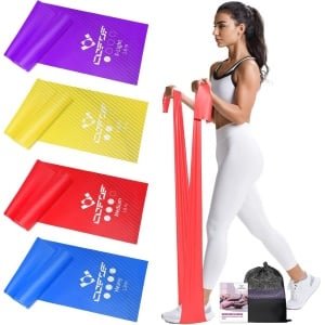 Fitnessbanden Set van 4 - Gymnastiekband met 4 Weerstandsniveaus, Draagtas en Oefenhandleiding voor Yoga, Pilates en Krachttraining