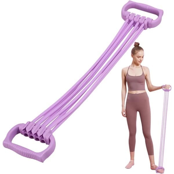 Fitnessbanden - Trainingsbanden Weerstandsbanden - Thuis Krachttraining - Antislip Handgrepen - 62 x 11.5 cm - Paars