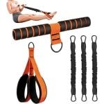 Fitnessbanden met Handvatten - Weerstandsbanden Pedaal - Thuis Krachttraining - Verstelbare 3 Buizen - 30 lbs per buis - Oranje
